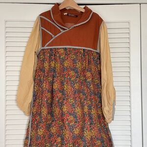 Vintage Jeanne Marc Boho Cotton Babydoll  Dress Kimono Bodice